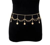 LEIXIUSM Multilayer Waist Belt Chain Harness Belly Chains Waistbands Jewelry Long Tassel Coin Pendant Belly Dance Beach Belts