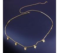 LEIXIUSM Rhinestone Tennis Waist Chain for Women Beach Charm Bikini Belly Chain Waist Chain Belt Belly Beads for The Waist Handmade Products(One Size Butterfly Gold)