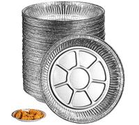 LEIYAFENMO 50pcs Oil-Proof Aluminum Foil Baking Pan for Air Fryer, 6inch - 9inch Round Disposable Aluminum Foil Pie Tin Tart Pans Mini Pie Pans For Baking, Freezing, BBQ (6inch)