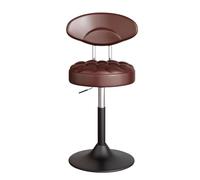 LEIYTFE Bar Stool with Height Adjustable Swivel Dining Chairs Kitchen Island Height Barstools with Back,Round Leather Cushion,Armless Restaurant Chair(Brown,Short/A)