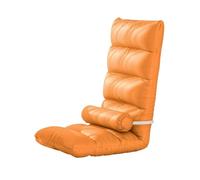 LEIYTFE Hight Back Lounge Sleeper Recliner Floor Chair,Tatami Padded Folding Lazy Sofa Bed Reclining Chairs With Lumber Pillow, Convertible Single Chairs(Orange-B)