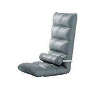 LEIYTFE Hight Back Lounge Sleeper Recliner Floor Chair,Tatami Padded Folding Lazy Sofa Bed Reclining Chairs With Lumber Pillow, Convertible Single Chairs(Blue grey-B)