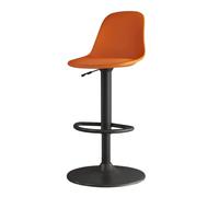 LEIYTFE Mid Century Counter Height Bar Stools Adjustable High Chairs with PP Back,Armless Dining Room Stool Swivel for Kitchen Island,Breakfast Coffee Barstool(Orange,B)
