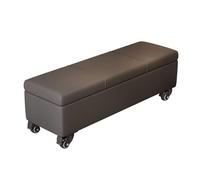 LEIYTFE Storage Ottoman Stool with Wheels,Rectangular Upholstered Bench for Living Room, Bedroom,Foot Stool Seat Chair with Organizer,End Bed Bench(Dark grey,110cm)