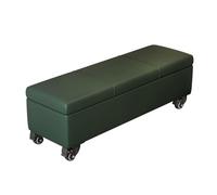 LEIYTFE Storage Ottoman Stool with Wheels,Rectangular Upholstered Bench for Living Room, Bedroom,Foot Stool Seat Chair with Organizer,End Bed Bench(Dark green,120cm)