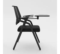 LEIYTFE Student Chair with Desk Attached, Mesh Office Chair Foldable Computer Desk Chair with Writing Board Tablet Arm Chair Commercial Training Chairs(Nero)