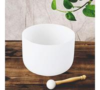 Leize Crystal Singing Bowl D Note Sacral Chakra Navel Chakra White 8" with Heavy Duty Carrying Case Suede Striker