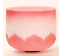 Leize Crystal Singing Bowl Lotus Design Colored Rim Chakra Tuned Quartz 12” wide Red 432hz C Note with Suede Striker