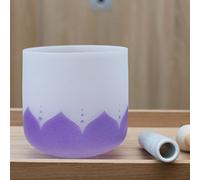 Leize Quartz Crystal Singing Bowl 432hz B Note Crown Chakra Violet Lotus Design 6" Wide with Suede Striker