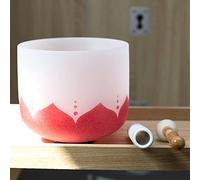 Leize Quartz Crystal Singing Bowl C Note 432 hz Root Chakra Red Lotus Design 12" Wide with Suede Striker