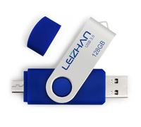 leizhan 128GB Flash Drive for Samsung Galaxy S4 S5 S6 S7 HTC Nokia Moto Huawei, Micro-USB 3.0 Pen Drive, Blue