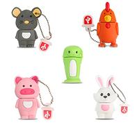 Leizhan 5 x 8GB Cute Animals USB Flash Drive, Cartoon Pig Shape Thumb Drive Rabbit Flash Drive Rat Memory Stick Chicken Jump Drive Snake Pendrive Gift for Kids, Teacher, Friends