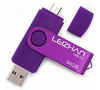 leizhan 64GB USB Memory Stick OTG(On the Go) Dual Port(USB 2.0 & Micro) USB Pendrive Flash Drive For Android Smart Phone Tablet PC Purple