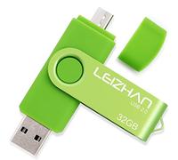 LEIZHAN OTG USB Flash Drive 2.0 32GB Metal Pendrive For Android Smart Phone USB Flash Disk Micro USB Pen Drive Memory Stick U Disk Green