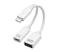 leizhan USBC Splitter 2 Port, USB-C Charger Adapter PD 100W Fast Charging + USB Headphone Adapter/ 480 Mbps Date Transfer/OTG Surport Compatible with More TypeC Devices- White