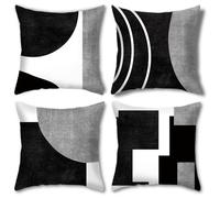 Lejelyma Black and White Cushion Covers, 4PCS Abstract Geometric Cushions Covers 45x45cm/18x18 Inch, Decorative Throw Pillow Cases with Zipper for Home Office Sofa Bedroom Car