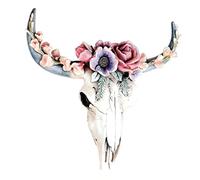 Lejelyma Cow Skull Wall Decor Artificial 3D Resin Hanging Succulent Wall Decor Lightweight Animal Heads for Home Gifts Style02