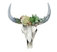 Lejelyma Cow Skull Wall Decor Artificial 3D Resin Hanging Succulent Wall Decor Lightweight Animal Heads for Home Gifts Style03