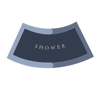 Lejelyma Curved Shower Mat 16x30'' Curved Bath Mat Absorbent Shower Rug, Non Slip Quadrant Washable Fast Drying Corner Rug for Circular Dark Blue Quadrant