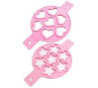 Lejelyma Silicone Pancake Mold 2Pcs Flip and Cook Pancake Molds 7-Cavity Heart & Star Shaped Molds for Griddle Non Stick Mini Maker Style 1 Flip And Cook