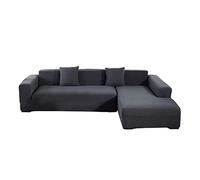 Lejelyma Sofa Cover 3 Seater Stretchable Sofa Cover L Shape Corner Slipcovers Anti-Slip Simple Solid Color Protector for Couch 74.80-90.55 Inch Dark GreySofa 3 Seater