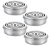 Lejelyma Stainless Steel Holder for Mosquito Coils, Portable Mosquito Spiral Holder Box, Sandalwood Incense Stick, Coil, Anti- and Insects (Pack of 4)