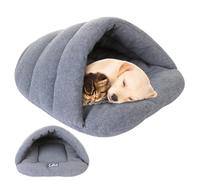 LejeMaek Cat Sleeping Bag, Winter Thermal Dog Bed with Hood, Half Covered Soft Dog Cat Cave, Portable Puppy Cave Bed, Foldable Cozy Pet House for, and Rabbit, M Sleeping Bag