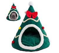 LejeMaek Christmas Tree Pet House Plush Detachable Cushion Cute Cartoon Bowknot Decorative Winter Soft Warm Pet Bed Cave for Cat Dog
