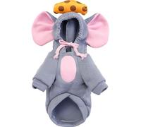 LejeMaek Dog Rat Costume Cute Rat Dogs Hoodie Warm Cat Dog Sweatshirt Soft & Comfortable Dog Winter Jacket with Hat & Draw Rope Cold Weather Pet Costume for Cat Small Medium Dog, SDog