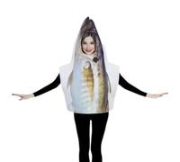 LejeMaek Fish Costume, Lightweight Funny Costumes Under the Sea Fishing Fisherman Suit for Festival Role Play Masquerade Halloween Fish Dress for Women