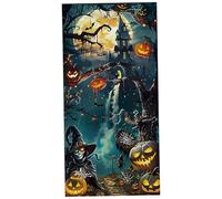 LejeMaek Halloween Door Cover 80x36in Scary & Spooky Halloween Door Decorations with Fastening Tape Vibrant Polyester Cover for Party, Haunted House, Style 2, Hall