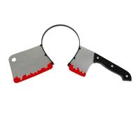 LejeMaek Halloween Scary Joke Toys Reusable False Bloody Knife Through The Head Prop Dress Party Accessories halloween theme supplies, party headwear, scary joke toys, false blood