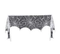 LejeMaek Halloween Spiderweb, Halloween Decoration, Spiderweb Table Runner White Lace Fireplace Mantle Scarf Cover For Decor Festive Party Supplies, 18 X 96 Inch white spider, spi