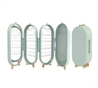 Lejesth Foldable Earring Holder Jewelry Organizer Box with Mirror, 4-Layer Dustproof Earring Necklace Display Stand Jewelry Box with 153 Holes for Women and Girls, Gifts for Girl (Light Green)