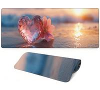 Lejnlnng Mouse Pad Gaming, Heart XXL Large Mousepad, Plants Long Extended Mouse Mat, Mousepad for Desk Non-Slip Rubber, keyboard Mat with Stitched Edges for Work Game, Office and Home 120x60cm JL-7177