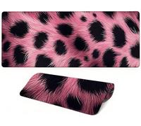 Lejnlnng Mouse Pad Gaming Leopard Print - Keyboard Mat and Mouse -Mousepad with Stitched, Pink XXL Large Gaming Mousepad with Non-Slip Base, Keyboard Mat for Work Office Home 90x40cm JL-8044