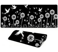 Lejnlnng Mouse Pad Gaming, Plants XXL Large Mousepad, Black Long Extended Mouse Mat, Mousepad for Desk Non-Slip Rubber, keyboard Mat with Stitched Edges for Work Game, Office and Home 90x40cm JL-8179