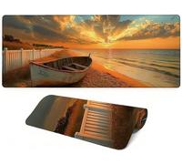 Lejnlnng Mouse Pad Gaming Sunset - Keyboard Mat and Mouse -Mousepad with Stitched, Beach XXL Large Gaming Mousepad with Non-Slip Base, Keyboard Mat for Work Play Office Home 120x60cm JL-8108