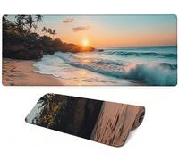 Lejnlnng Mouse Pad Gaming Sunset - Keyboard Mat and Mouse -Mousepad with Stitched, Beach XXL Large Gaming Mousepad with Non-Slip Base, Keyboard Mat for Work Play Office Home 80x30cm JL-8106