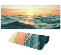 Lejnlnng Ocean Extra Large Gaming Desk Mat 80x30cm-JL4459 | Blue Waterproof Mouse Mat with Non-Slip Rubber Base and Stitched Edges, for Stable Grip - for Home Office Gaming Work