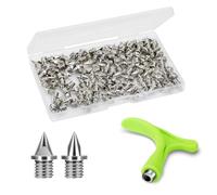 Lejof 1/4 Inch Track Spikes, 120 Pieces Alloy Steel Spikes for Track Shoe Spikes Replacements and Spike Wrench for Sports Running Track Shoes (Silver)