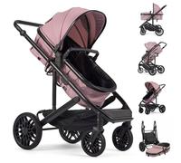 Lejoux™ Avant Baby Pushchair Travel System - Larger Foldable Stroller with Carrycot, 5-Point Harness, Adjustable Seat, Oversized Basket & One-Hand Fold - Swivel Wheels & Rain Cover Included (Pink)