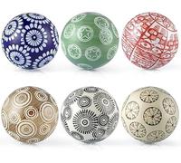 Lejoy Decorative Porcelain Balls, 3.2" Centerpiece Balls Set, Floating Ceramic Orbs Spheres for Bowl, Vase, Basket, Dish, Fish Tank, Home Decor, Pack of 6 (Assorted Geometric)