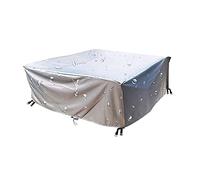 Leju Art Garden Furniture Covers Square 290x230x75cm Outdoor 2 4 6 8 10 12 Seater Cube Rattan Garden Furniture Cover - 420D Heavy Duty Outside Sofa Protection for Bistro Open Bar Table Silver-Grey