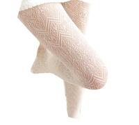 LeJulyeekay Fashion Long Lace Socks Hollow Out Pantyhose Tights Leggings High Waist Stockings for Women and girls, A1-cream, One size