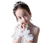 LeJulyeekay Lace Communion Gloves Wedding Pageant Princess Flower Girls Gloves, B1-off White, One Size