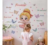 Lekabee Ballet Girl Inspirational Wall Stickers,Butterfly Motivational Wall Decals Removable Vinyl Peel and Quotes for Teens Girls Kids Nursery Bedroom Children’s Room Art Decor-A