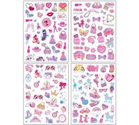 Lekabee Pink Temporary Tattoos for Girls,Pink Birthday Party Supplies, Party Favors, Cute Decorations, Gifts for Kids Adults