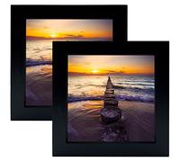 LEKAIYA 5x5 Black Picture Frames Set of 2, Square Solid Wood Photo Frame for Tabletop or Wall Mounting