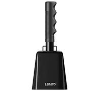 LEKATO 1 Pack 8 Inch Steel Cowbell with Handle - Loud Cheering Hand Bell for Sporting Events, Christmas Celebrations & Parties - Perfect Noise Maker & Percussion Instrument (Black)